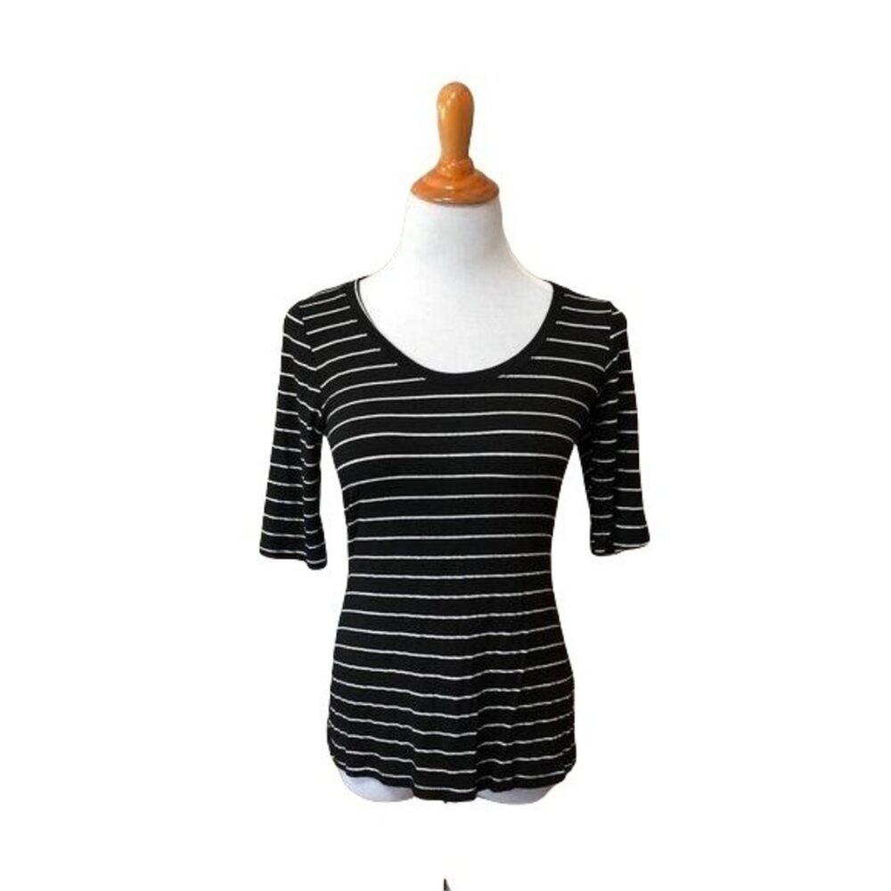 Green Envelope black & white stripe shirt MEDIUM
